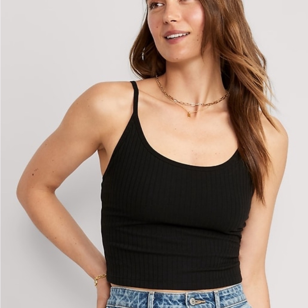 Old Navy Ribbed Cropped Tank | Black Jack | Size Small | NWT